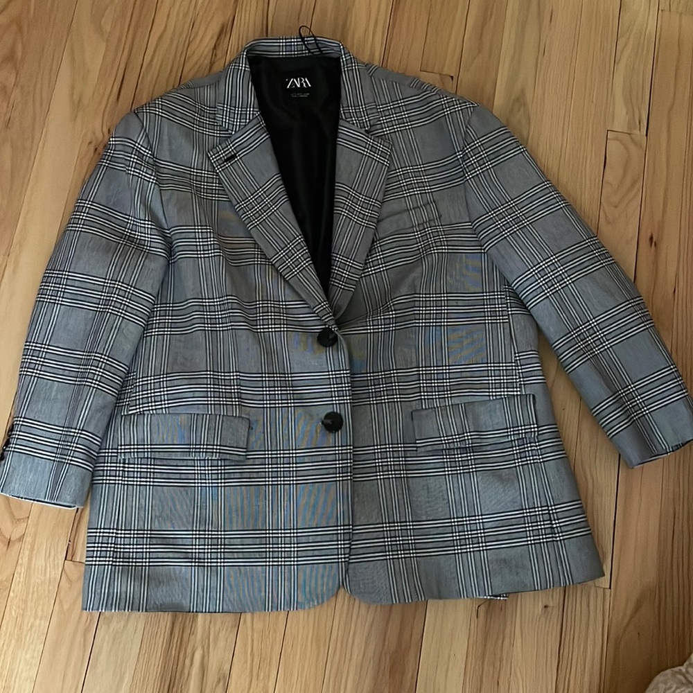 Zara oversized plaid blazer
